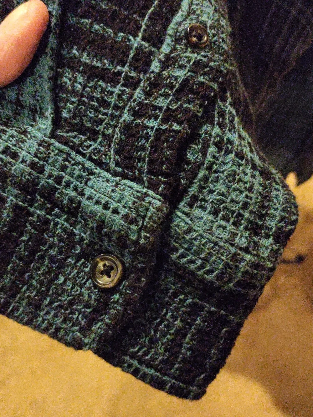 Men's Teal & Black Plaid Shirt Jacket - Picture 5 of 5